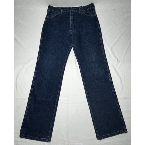 Wrangler 936DBD Men's Regular Fit Straight Leg Western Blue Jeans - Size 33x33 - Picture 1 of 6